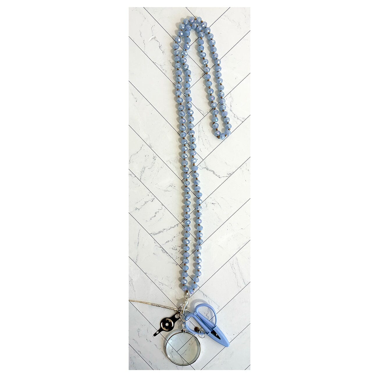 UP UP Chatelaine Necklace Light French Blue Accessories Victoria Whitson Needlepoint - 1