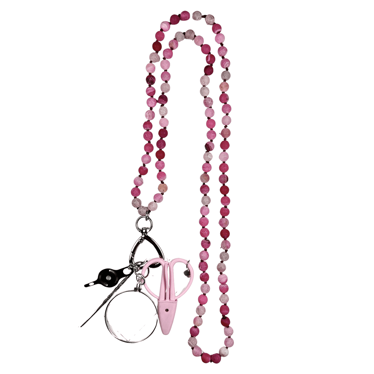 UP UP Gemstone Chatelaine Necklace Matte Multi Pink Accessories Victoria Whitson Needlepoint - 1