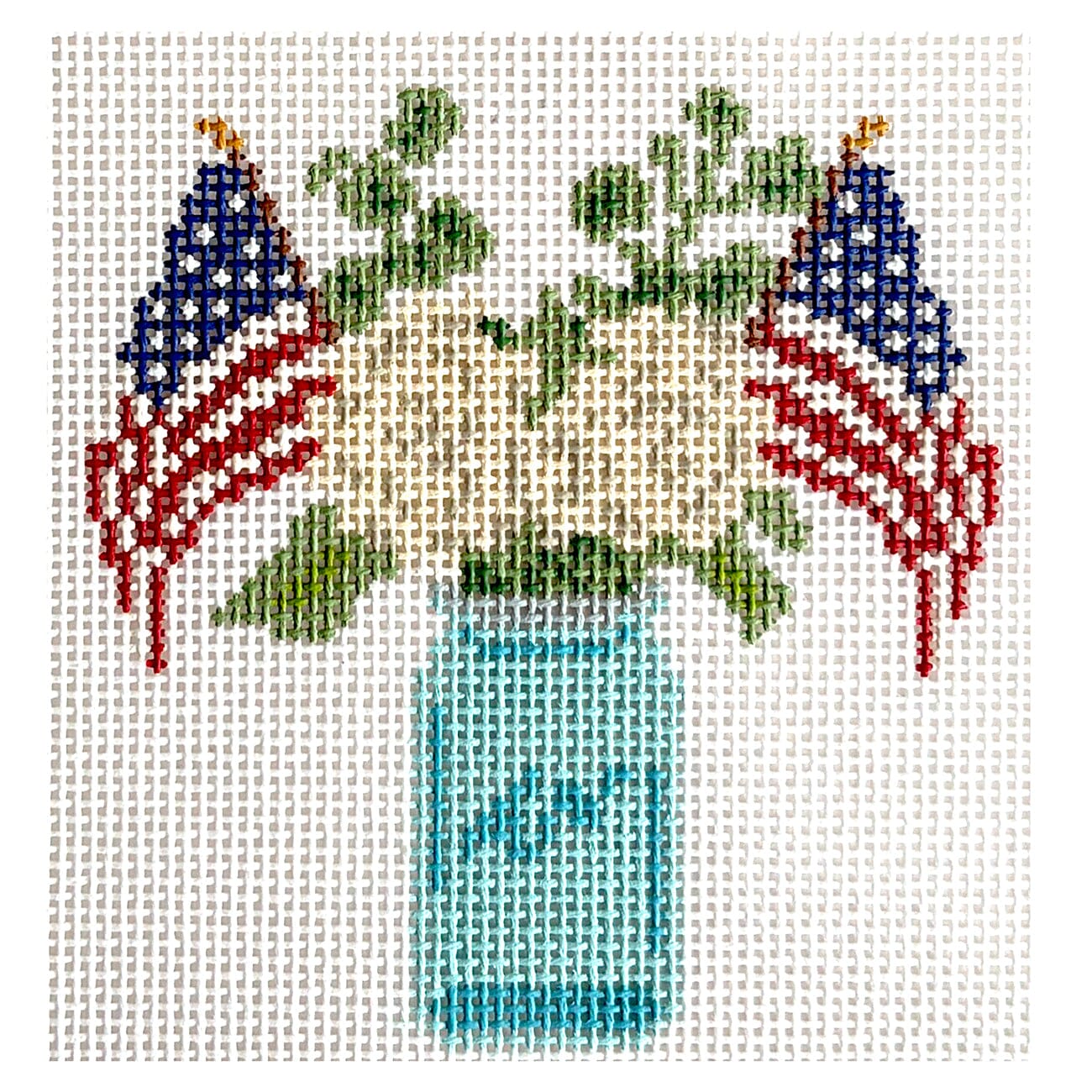 USA Flag Jar Painted Canvas Atlantic Blue Canvas - 1