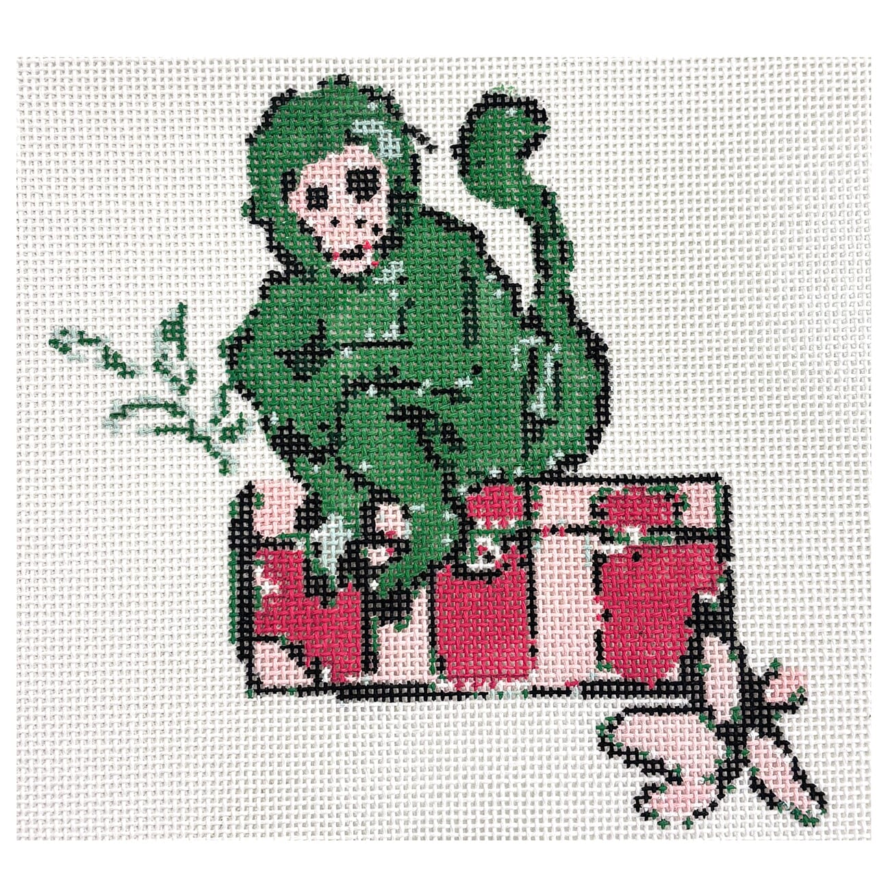 Vacation Monkey 6x6 Painted Canvas Blue Waters Needlepoint - 1