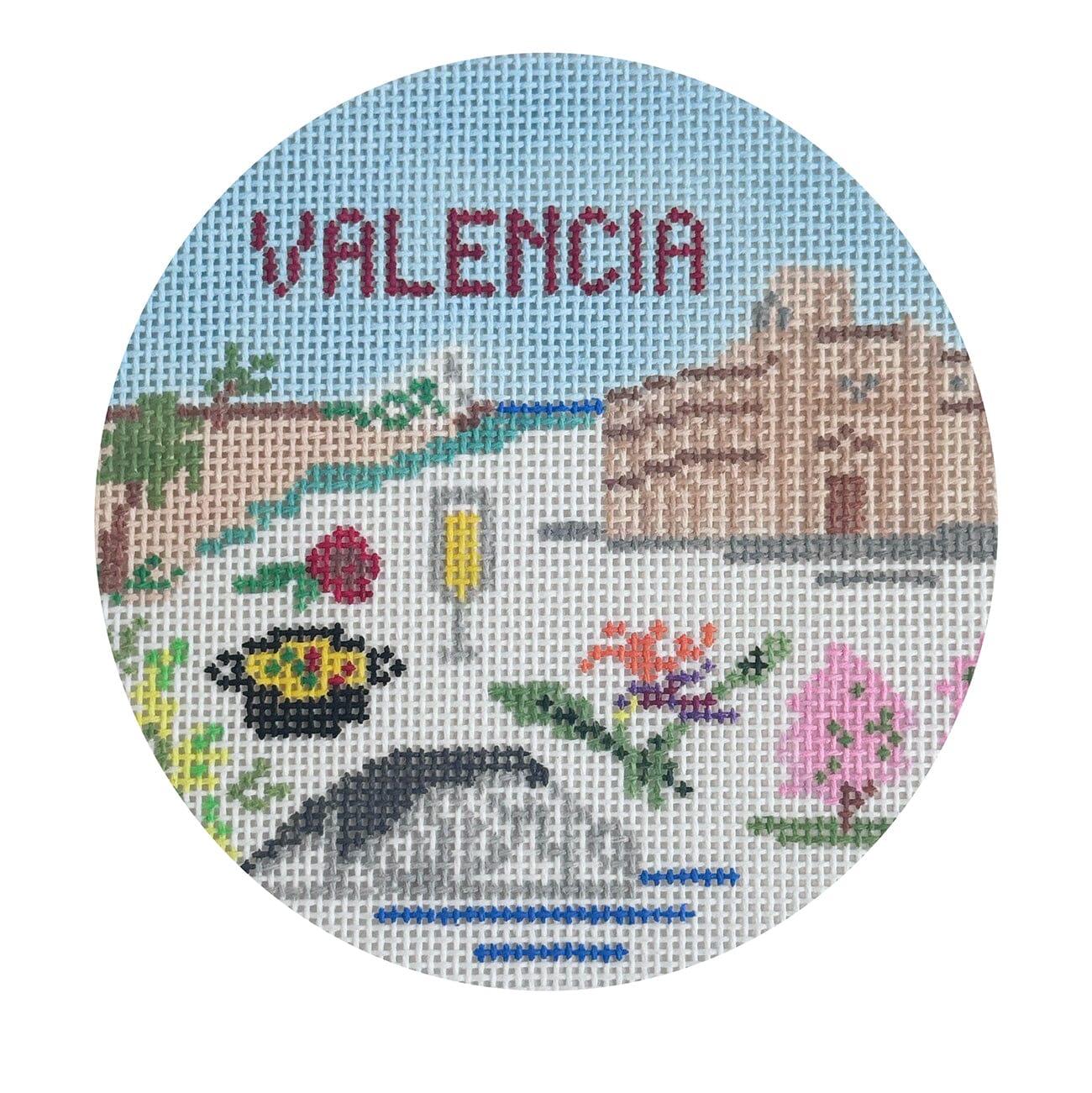 Valencia Travel Round Painted Canvas Atlantic Blue Canvas - 1