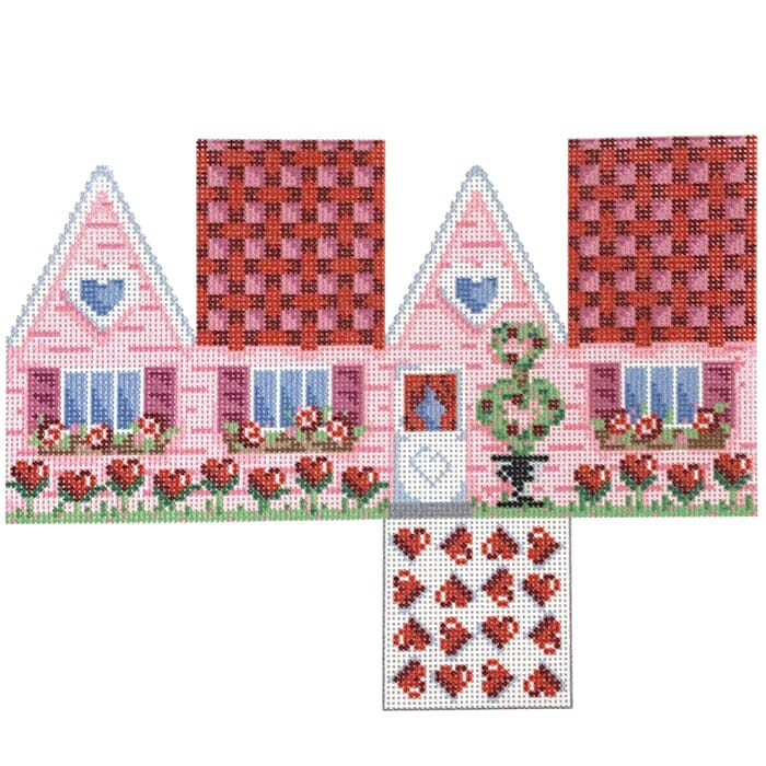 Valentine Cottage Printed Canvas Two Sisters Needlepoint