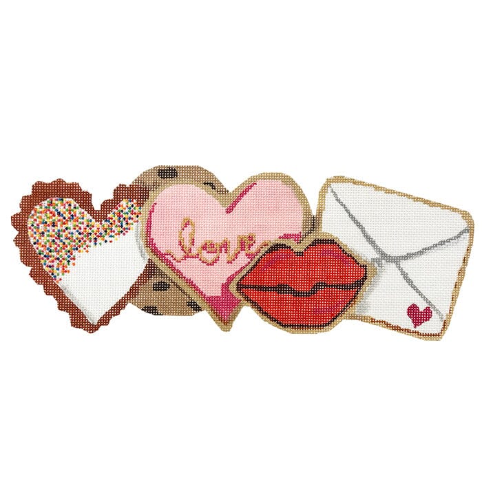Valentines Cookies Row Painted Canvas Laura Love Designs - 1