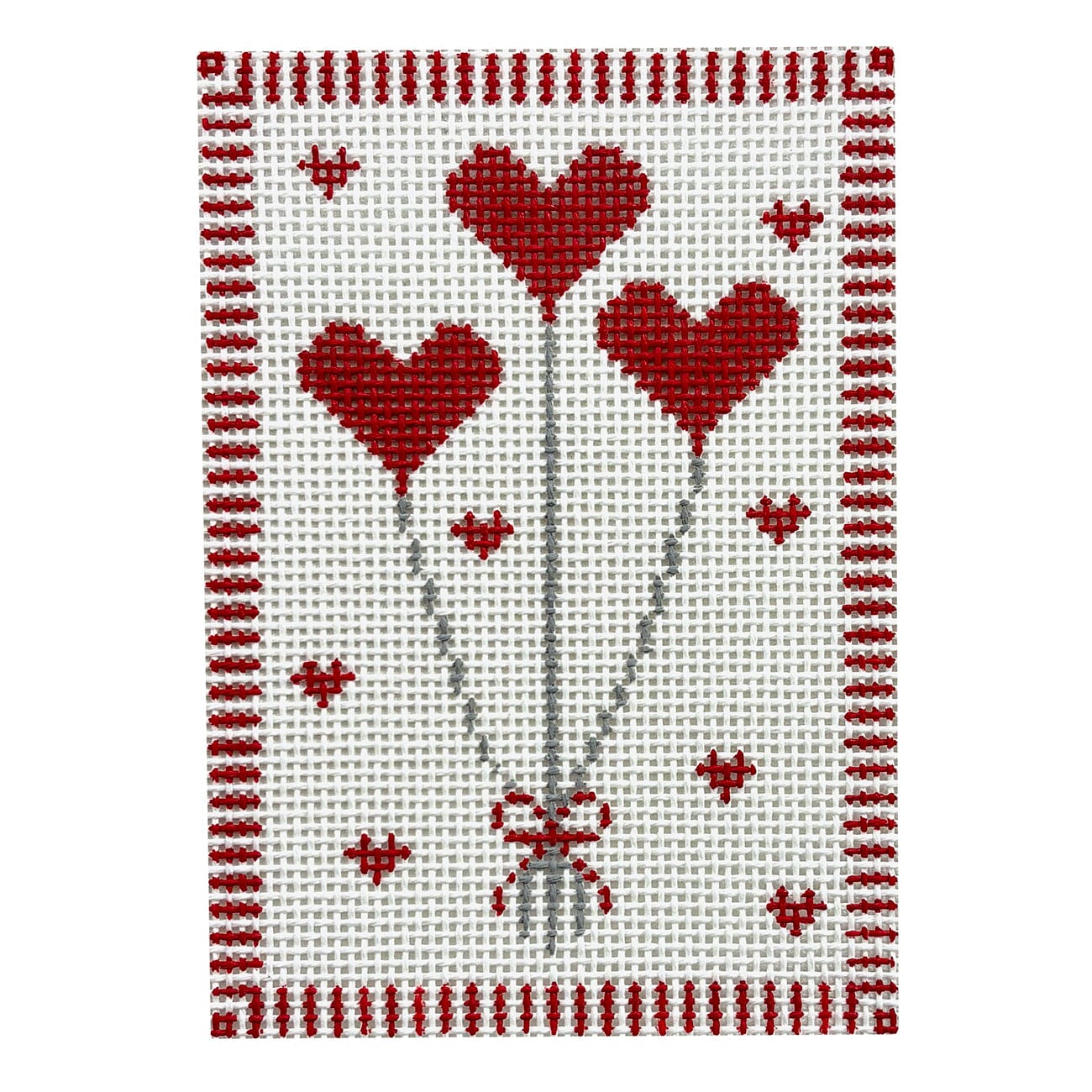 Valentines Heart Balloons Painted Canvas SilverStitch Needlepoint - 1