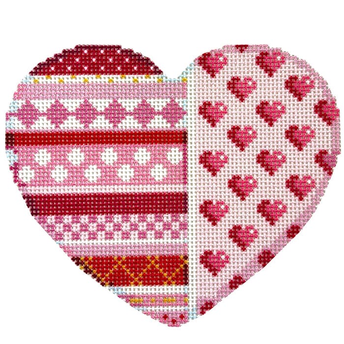 Vert. Patterns/Hearts Large Heart Printed Canvas Two Sisters Needlepoint