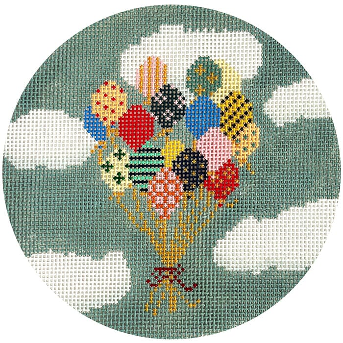 Vintage Circus Balloons Ornament Painted Canvas The Plum Stitchery - 1