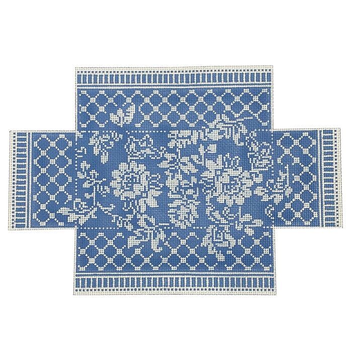 Wedgewood and White Damask Brick Cover Painted Canvas Whimsy & Grace - 1