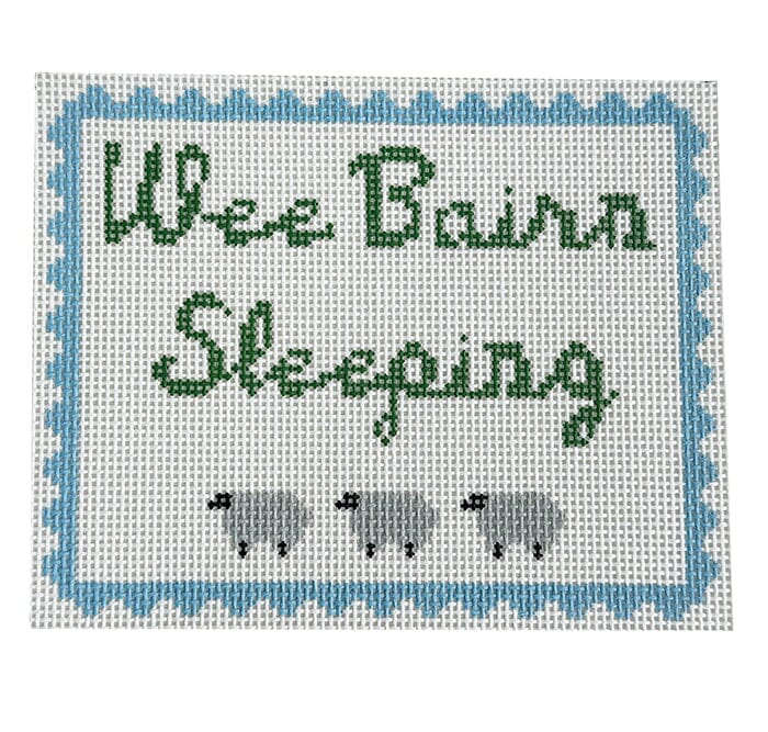 Wee Bairn Sleeping - Blue Painted Canvas Goodpoint Needlepoint