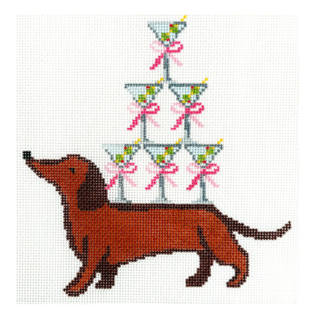 Weenies & Tinis Painted Canvas Ivy Thread Needlepoint - 1