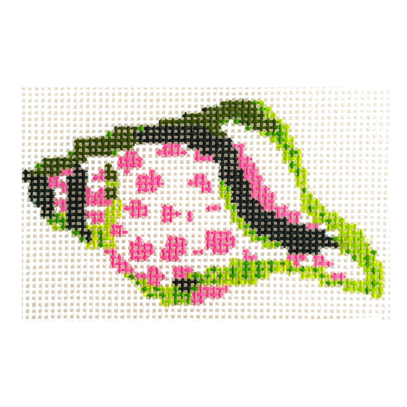 Whelk Shell Pink/Green Painted Canvas Blue Waters Needlepoint - 1