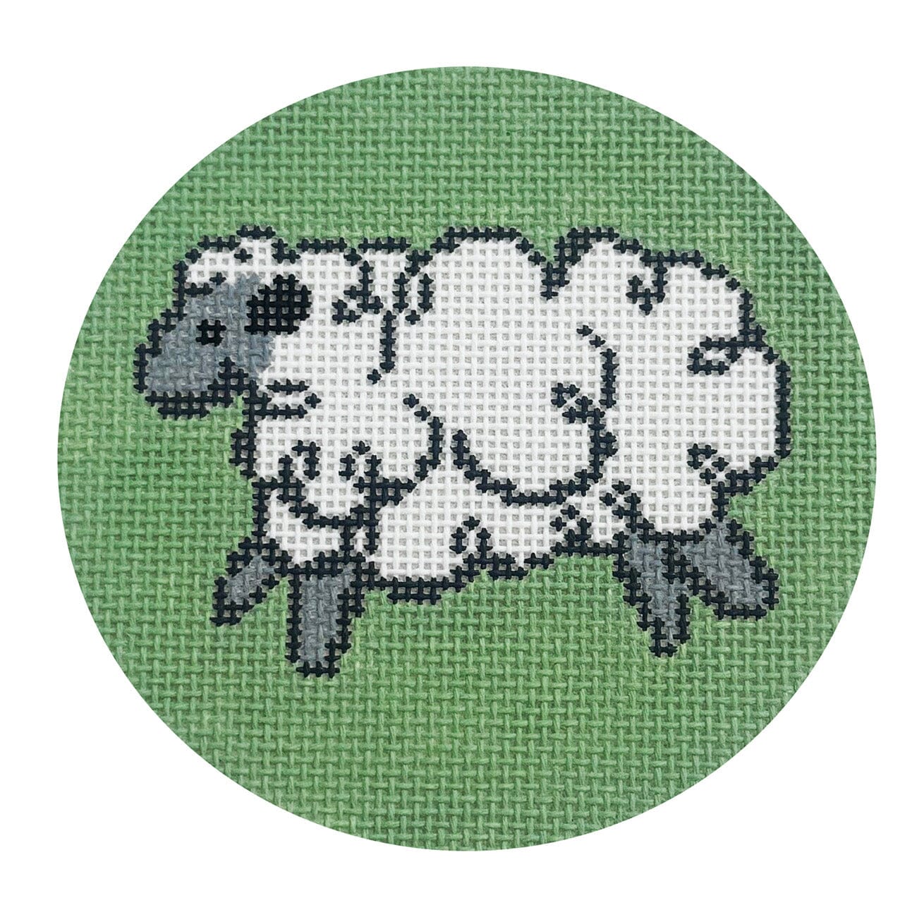 Whimsical Sheep Round Painted Canvas Goodpoint Needlepoint - 1