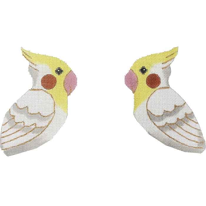 White Cockatiel 2 Sided Clip On Painted Canvas Labors of Love Needlepoint - 1