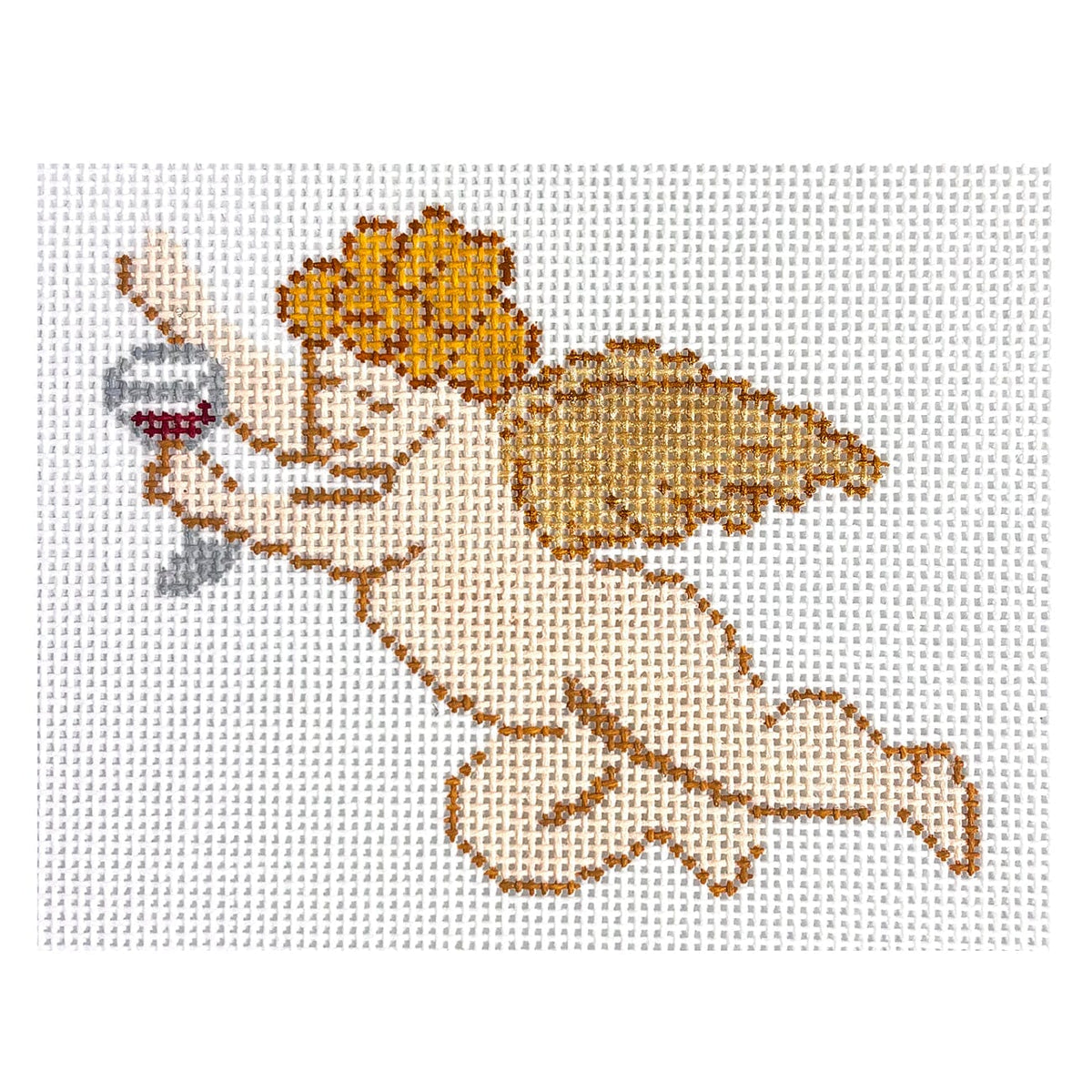 Wine Cupid Painted Canvas Dogwood Needlepoint - 1