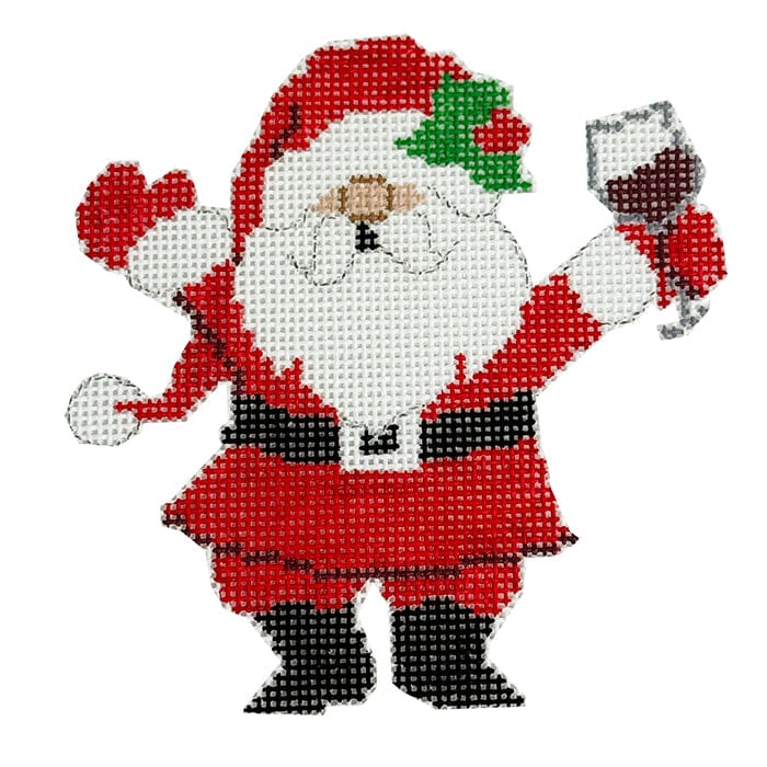 Wine Santa - Hobby Santas Painted Canvas Atlantic Blue Canvas