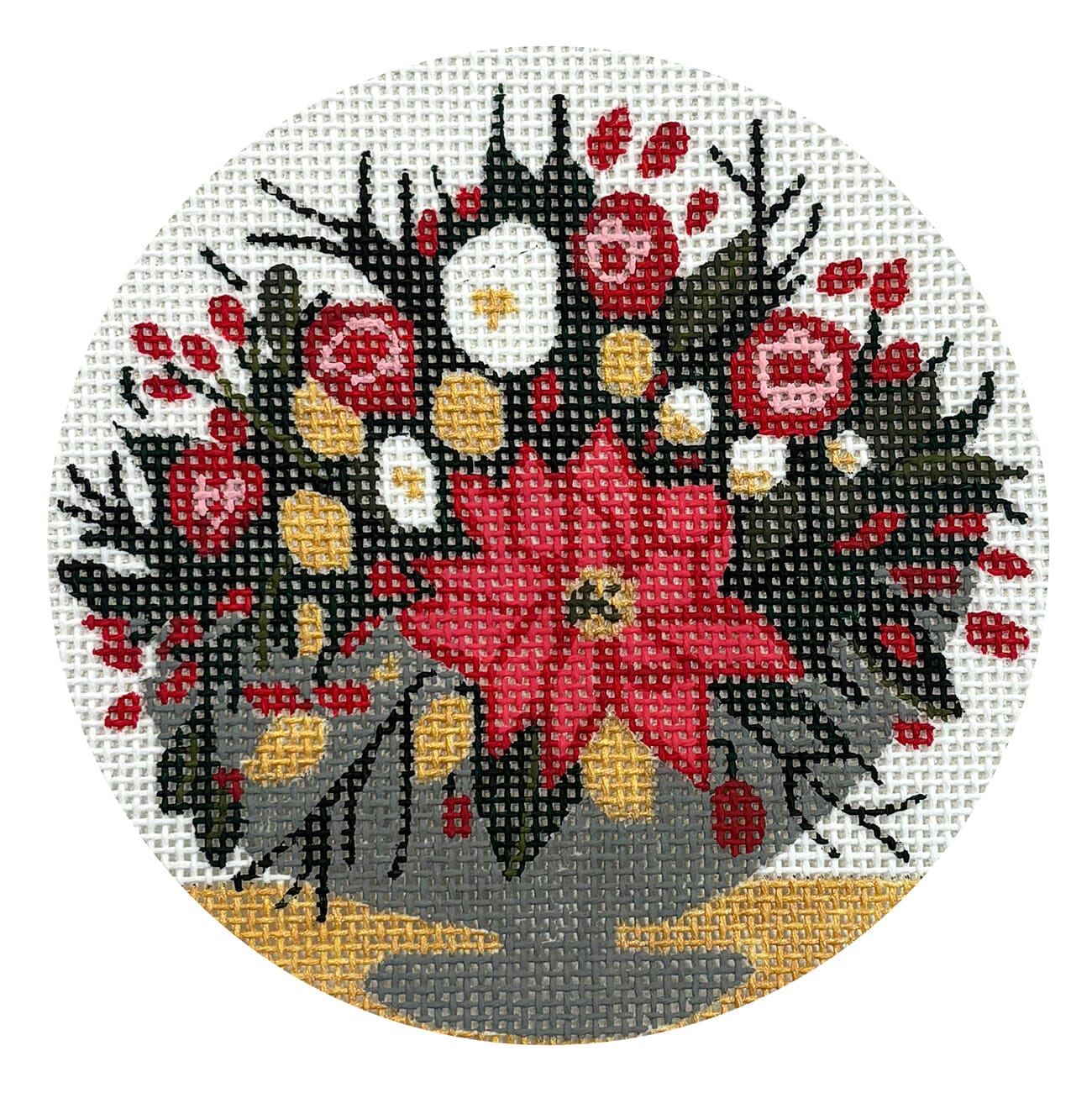 Winter Bouquet Round Atlantic Blue Canvas - 1