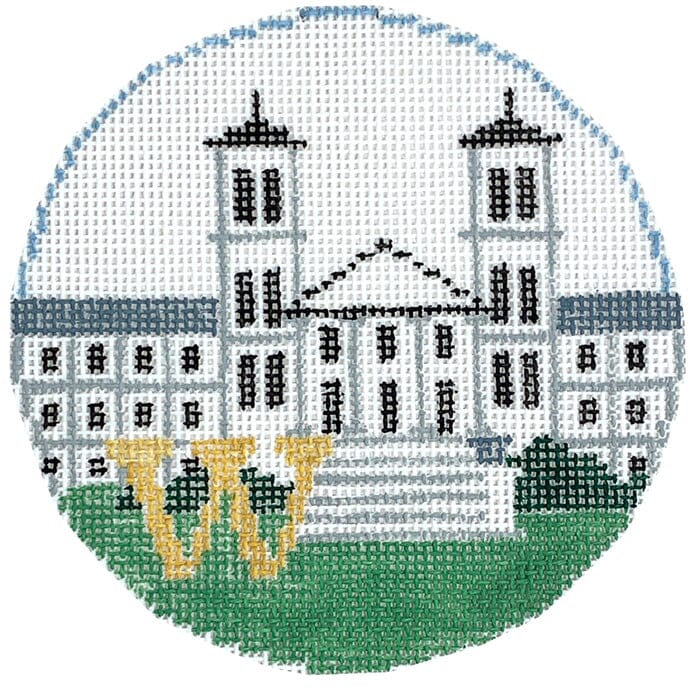 Wofford College Round - Old Main Building Painted Canvas Kathy Schenkel Designs 