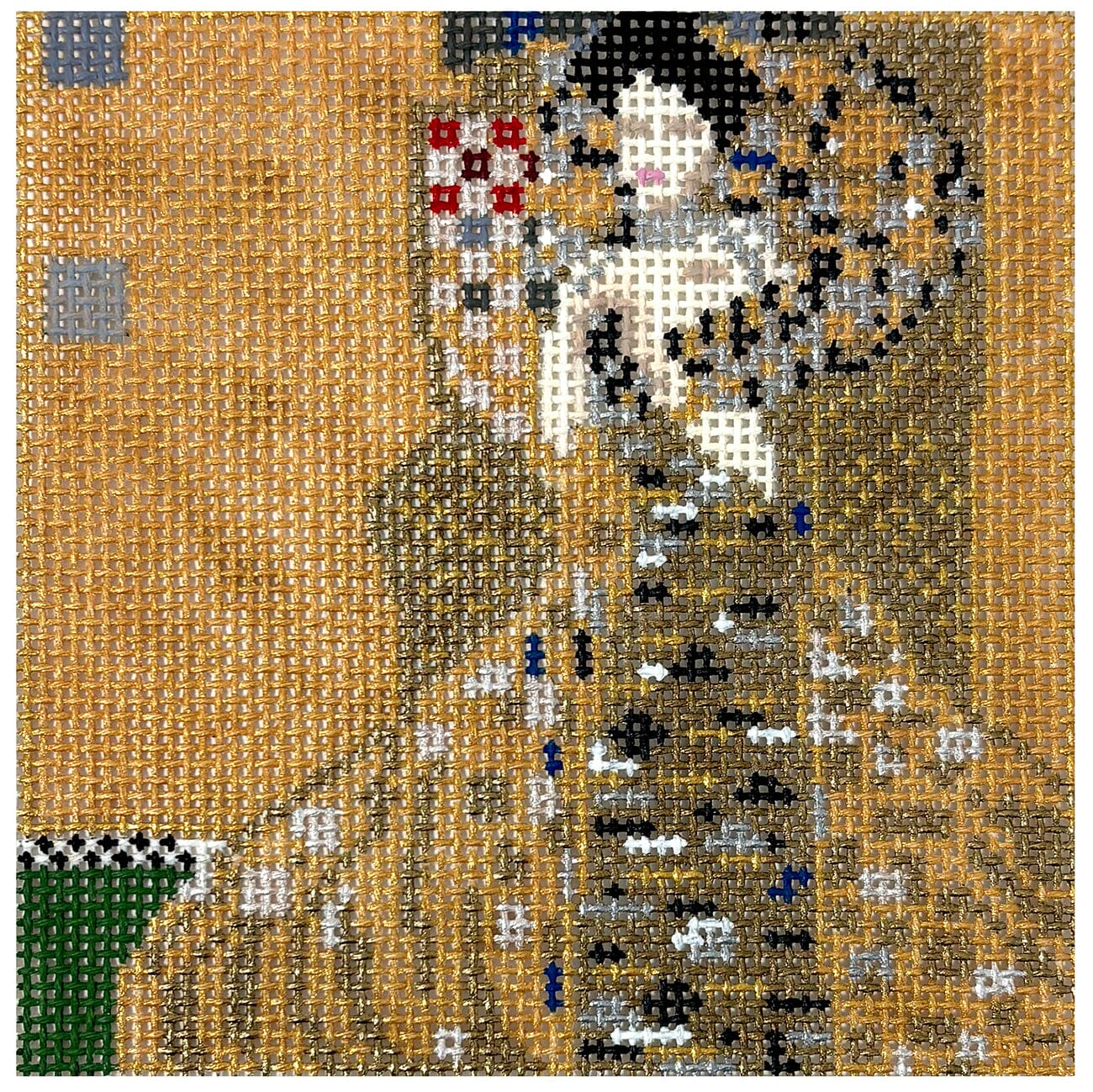 Woman in Gold Painted Canvas The Gingham Stitchery - 1