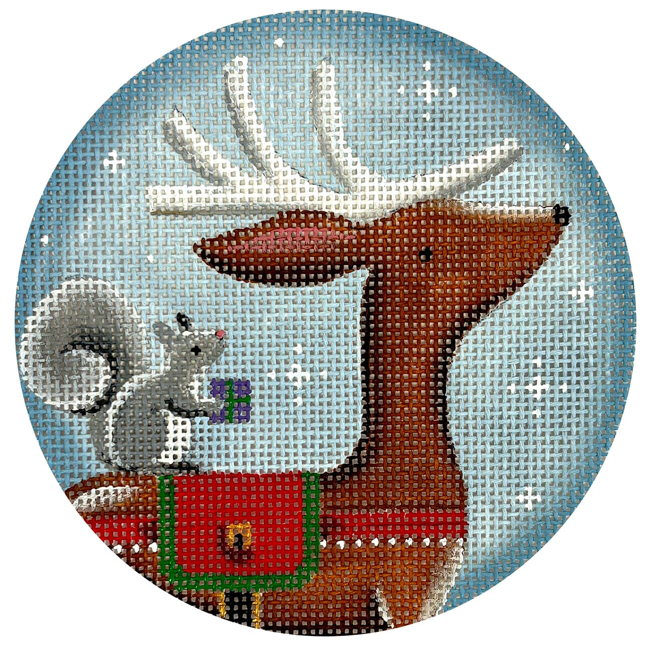 Woodland Present Round Painted Canvas Rebecca Wood Designs - 1