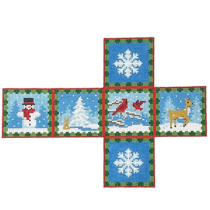 Woodland Snow Day 2" Cube #18 Painted Canvas Susan Roberts Needlepoint Designs Inc.