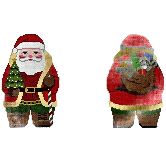 Woodsman 2 Sided Santa on 13 Painted Canvas Susan Roberts Needlepoint Designs Inc.