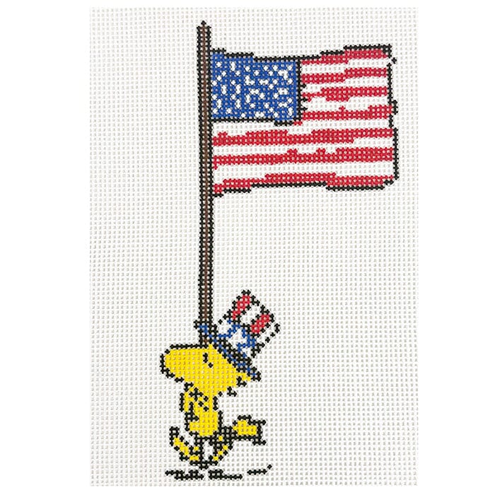 Woodstock with USA Flag Painted Canvas Peanuts TM - 1