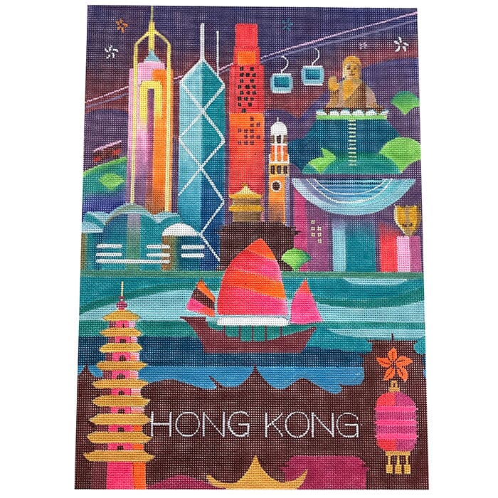 World Travel Poster - Hong Kong Painted Canvas Painted Pony Designs