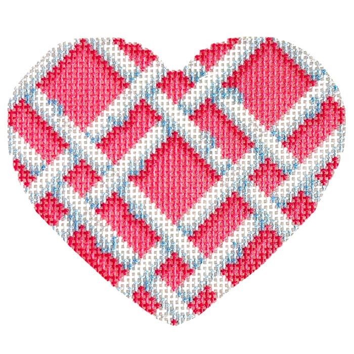 Woven Bamboo Medium Heart Printed Canvas Needlepoint To Go