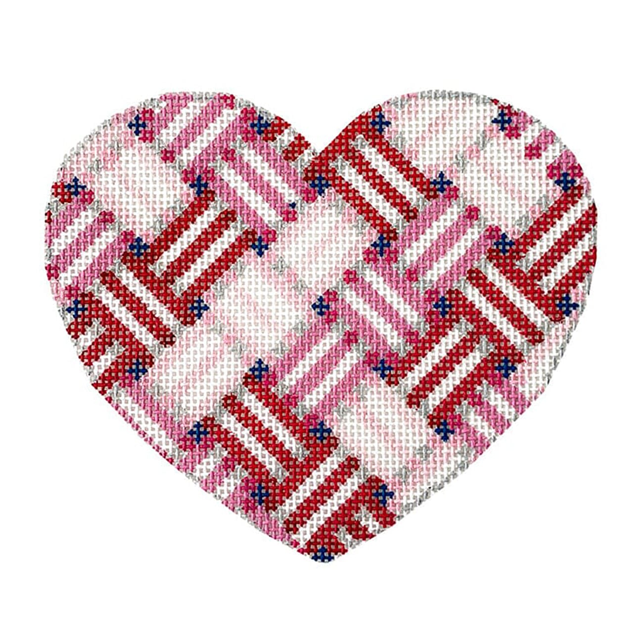 Woven Ribbon Heart/Large Printed Canvas Two Sisters Needlepoint - 1