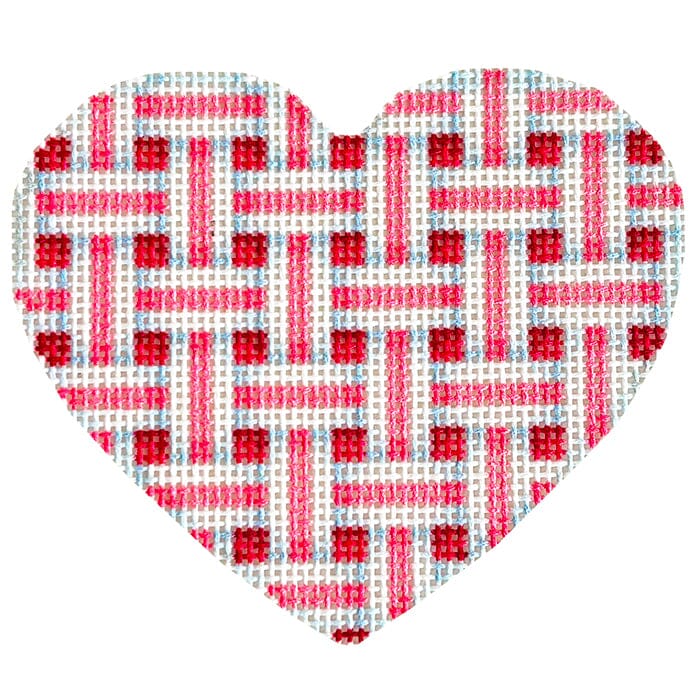 Woven Ribbon Medium Heart/Rose Printed Canvas Needlepoint To Go