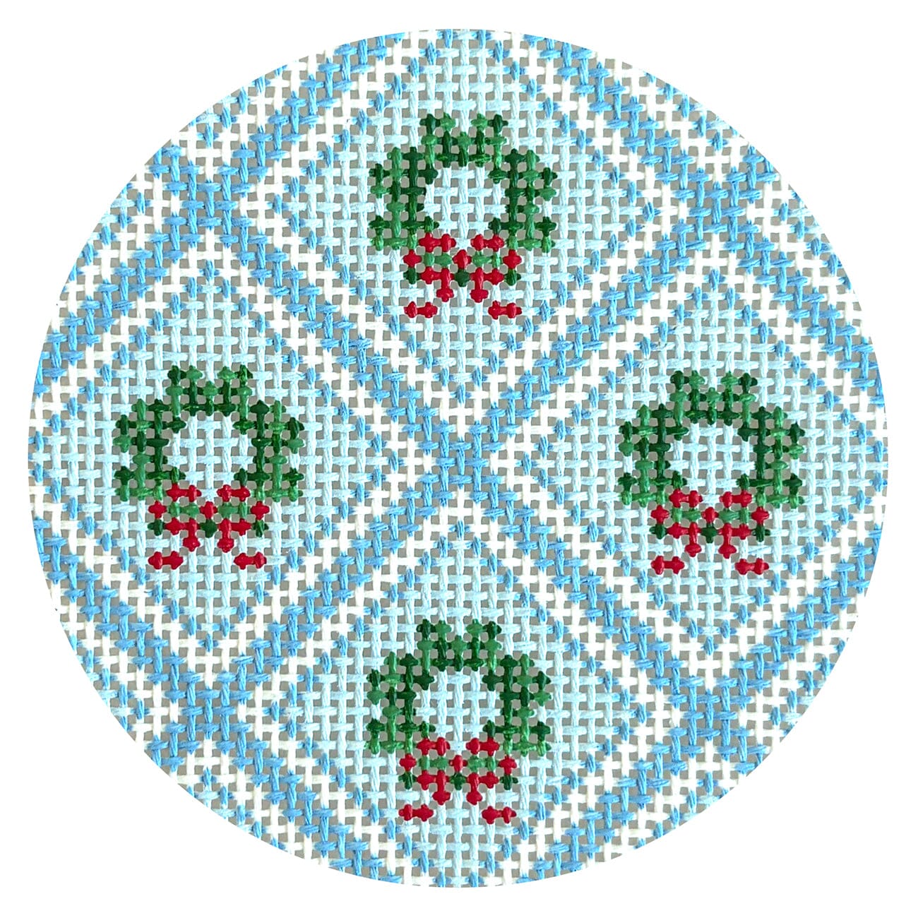 Wreath Trellis Round Painted Canvas Goodpoint Needlepoint - 1
