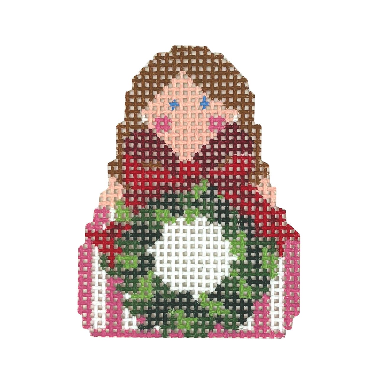 Wreath with Red Bow Angel Painted Canvas KCN Designers - 1