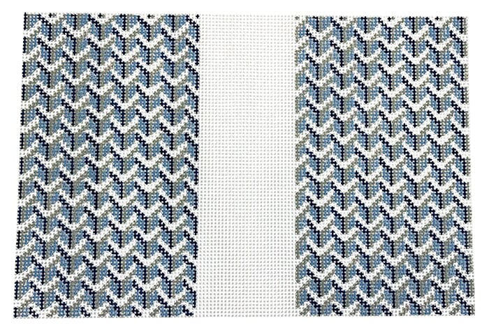 Y Pattern Clutch - Back Blue Painted Canvas Anne Fisher Needlepoint LLC