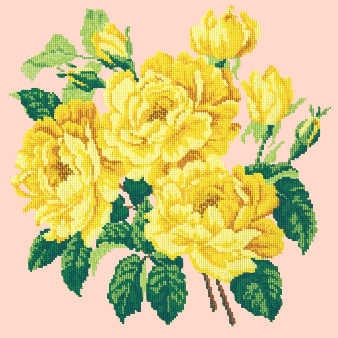 Yellow English Rose Needlepoint Kit Kits Elizabeth Bradley Design Salmon Pink