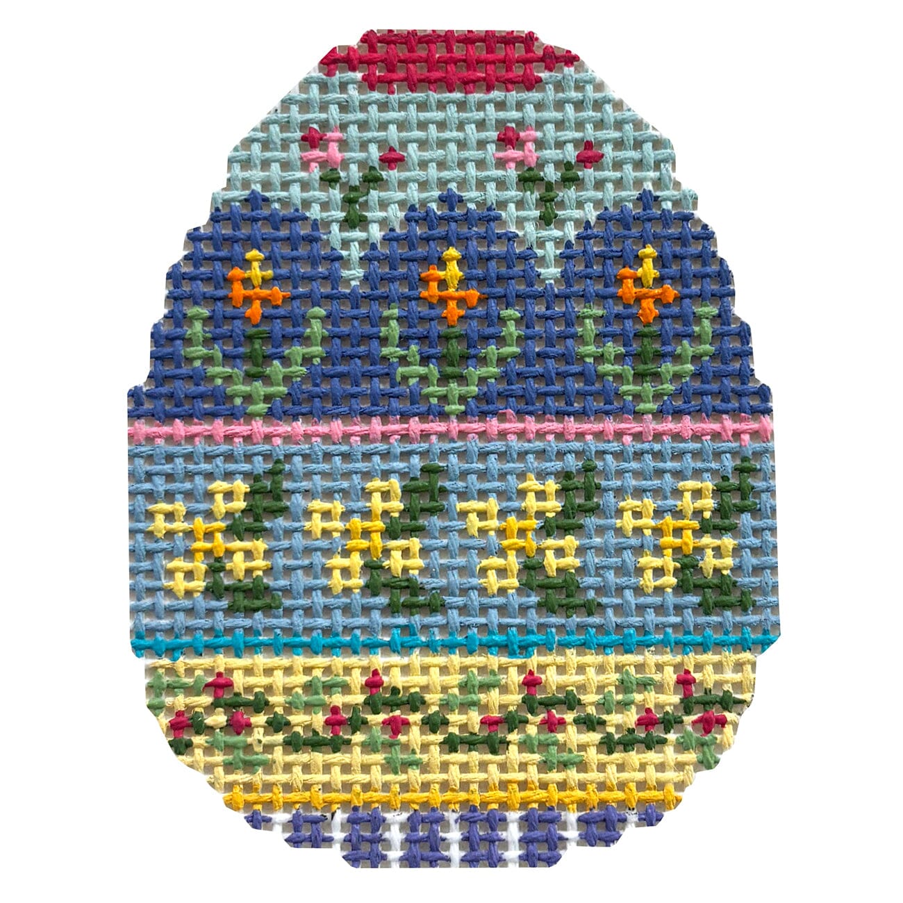 Yellow Flower Stripe, Small Egg Painted Canvas Susan Roberts Needlepoint Designs Inc. - 1