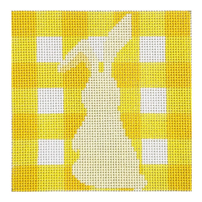 Yellow Gingham Bunny Painted Canvas Spruce Street Studio - 1