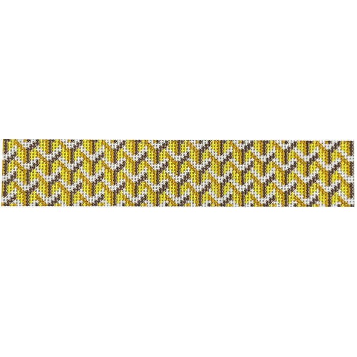 Yellow Y Pattern Keychain Painted Canvas Anne Fisher Needlepoint LLC - 1