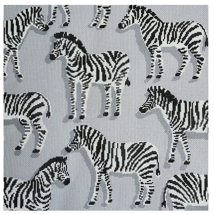 Zebra Pillow Grey Printed Canvas Needlepoint To Go