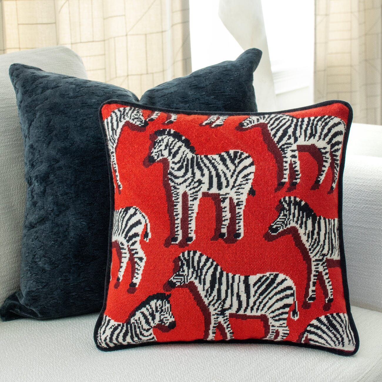 Zebra Pillow Kit Red Kits Needlepoint To Go - 2