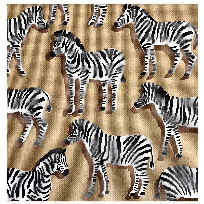 Zebra Pillow Tan Printed Canvas Needlepoint To Go