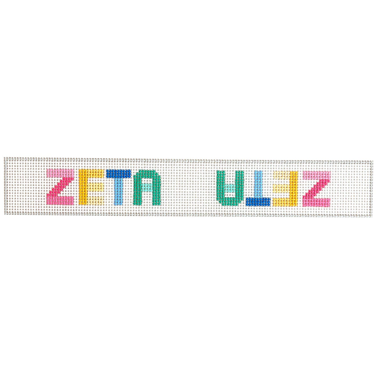 Zeta Tau Alpha Brights Key Fob Painted Canvas Wipstitch Needleworks