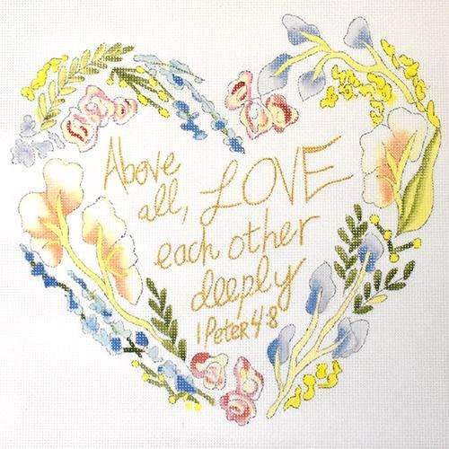 1 Peter 4:8 Painted Canvas Flower & Vine - 1