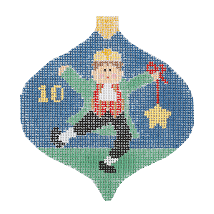 10 Lords Leaping Bauble with Stitch Guide 12 Days of Christmas Painted Canvas Kathy Schenkel Designs - 1