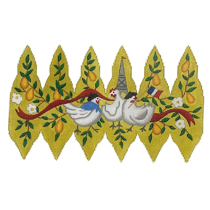 12 Days 3D Pear 3 French Hens Painted Canvas Kate Dickerson Needlepoint Collections - 1