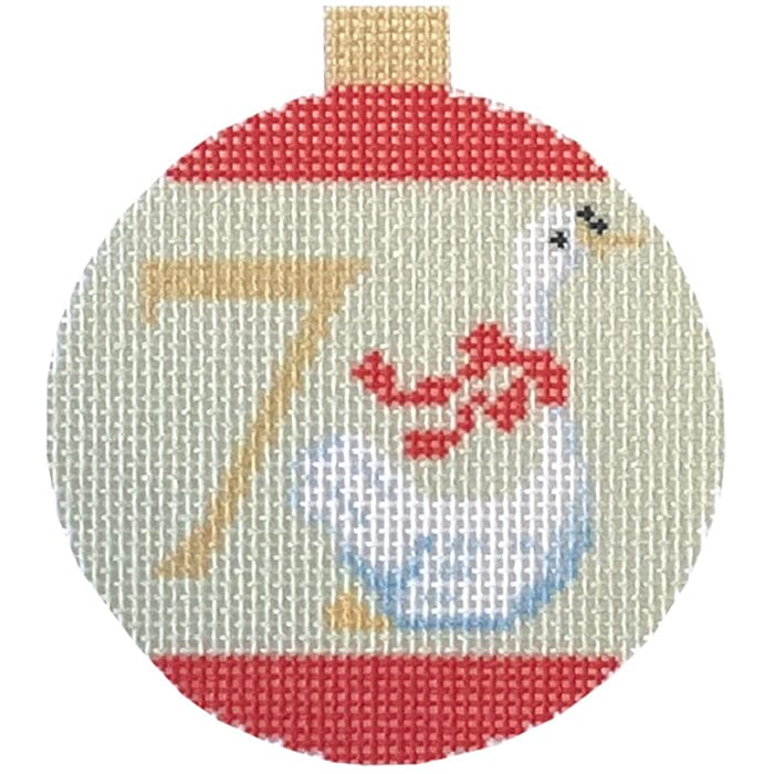 12 Days Baubles   7 Swans A Swimming Printed Canvas Needlepoint To Go