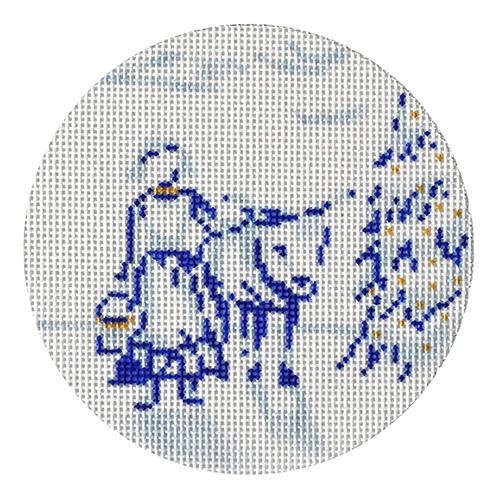 12 Days Blue/White Eight Maids Painted Canvas The Plum Stitchery - 1