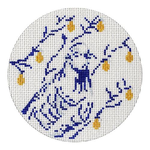 12 Days Blue/White Partridge Painted Canvas The Plum Stitchery - 1