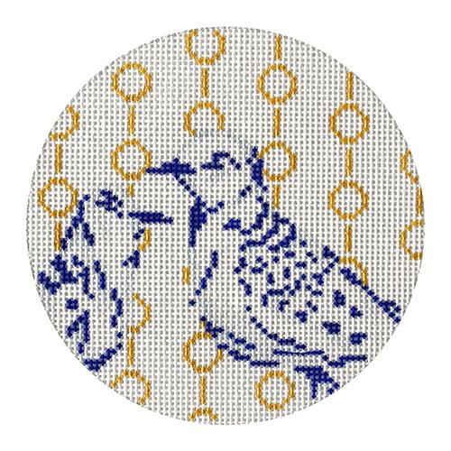12 Days Blue/White Turtle Doves Painted Canvas The Plum Stitchery - 1
