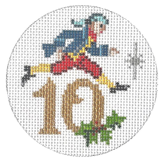 12 Days Round - 10 Lords A Leaping Painted Canvas Alice Peterson Company 