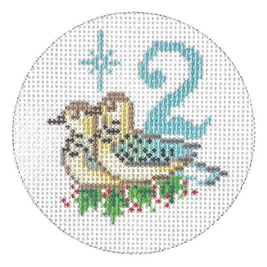 12 Days Round - 2 Turtle Doves Painted Canvas Alice Peterson Company 
