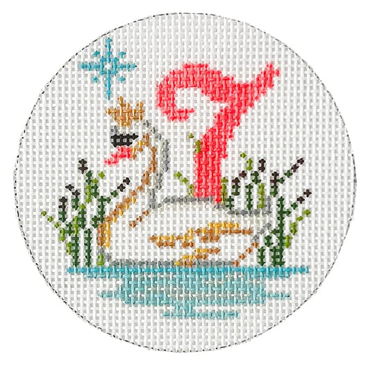 12 Days Round - 7 Swans A Swimming Painted Canvas Alice Peterson Company 